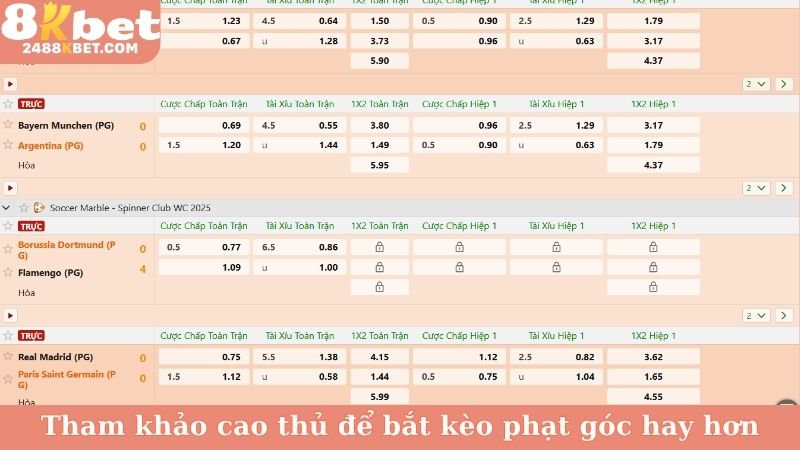 Tham khảo cao thủ để bắt kèo phạt góc hay hơn
